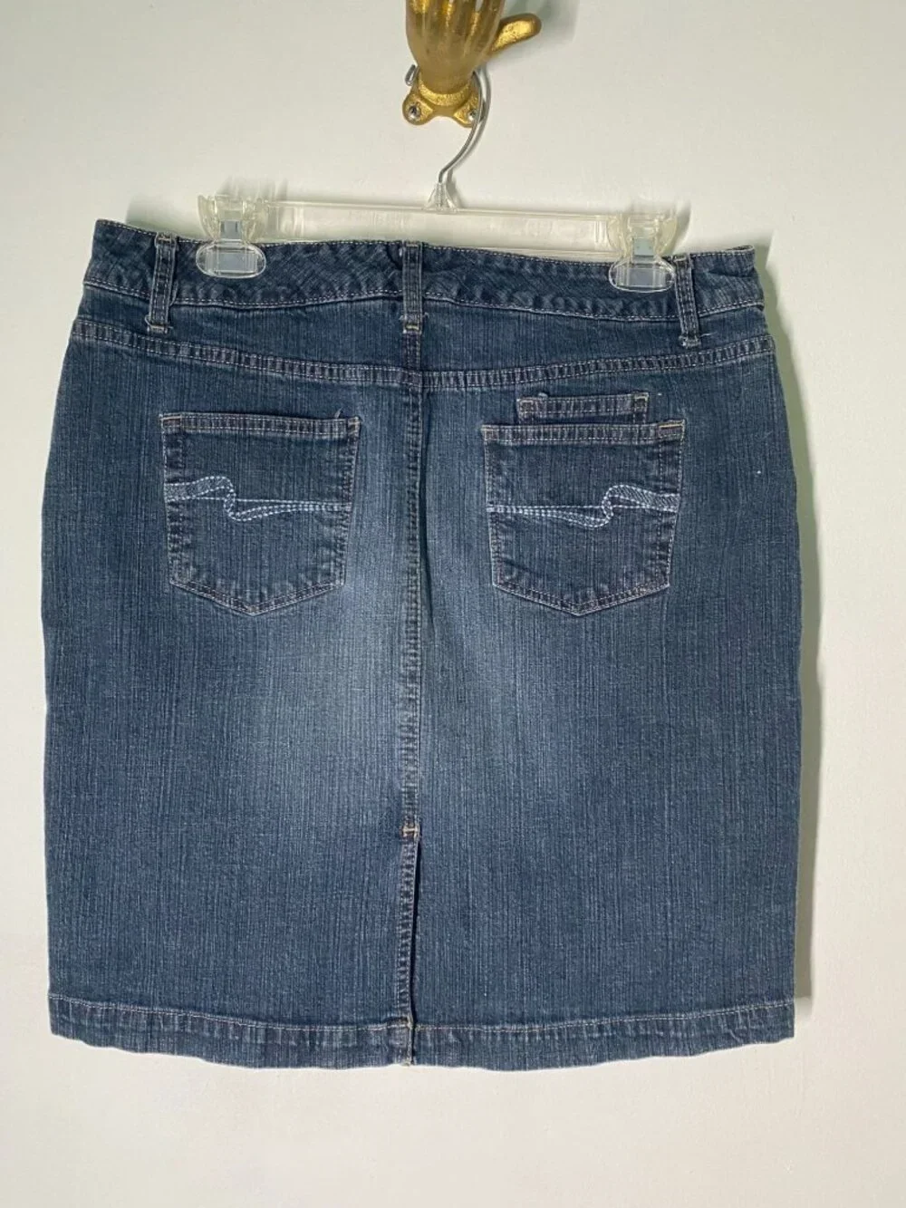 Y2K Vintage Sonoma Denim Jean Skirt With Pockets Size 12 Medium Wash Cotton Blen
